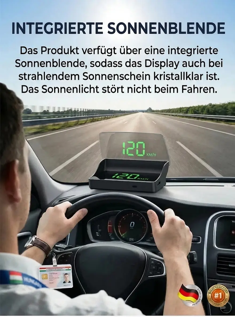 Smart HUD GPS Display - Plug-and-Play Driving Assistant with Lifetime Speed Camera Updates