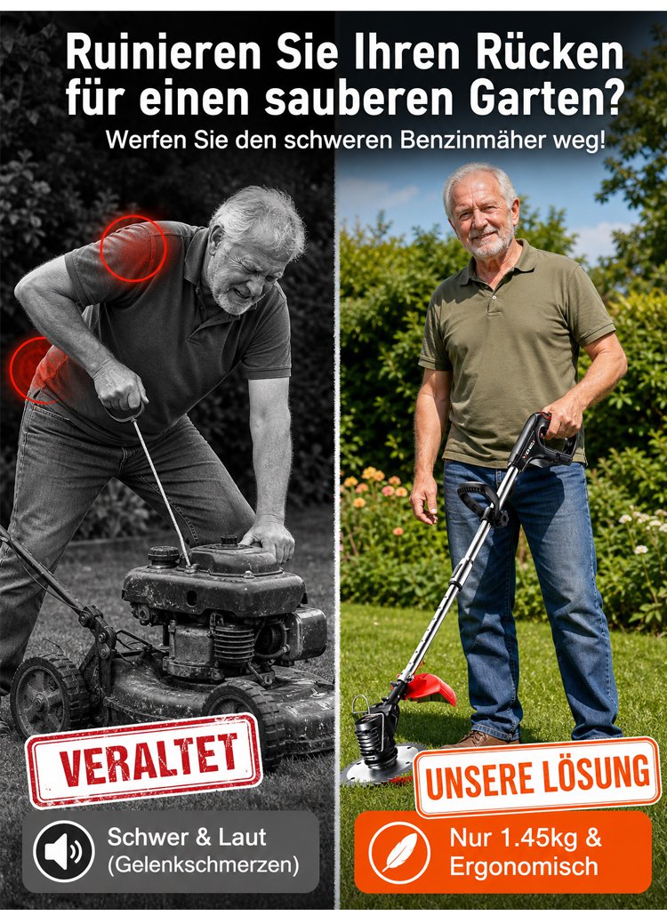 V8 Gartenreinigungssystem – 18000 U/min 3-in-1 Akku-Trimmer und Unkrautschneider für einfache Gartenpflege