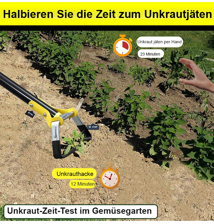 Bodenlockerungs- und Unkrautentfernungsgerät im Einsatz auf dem Beet