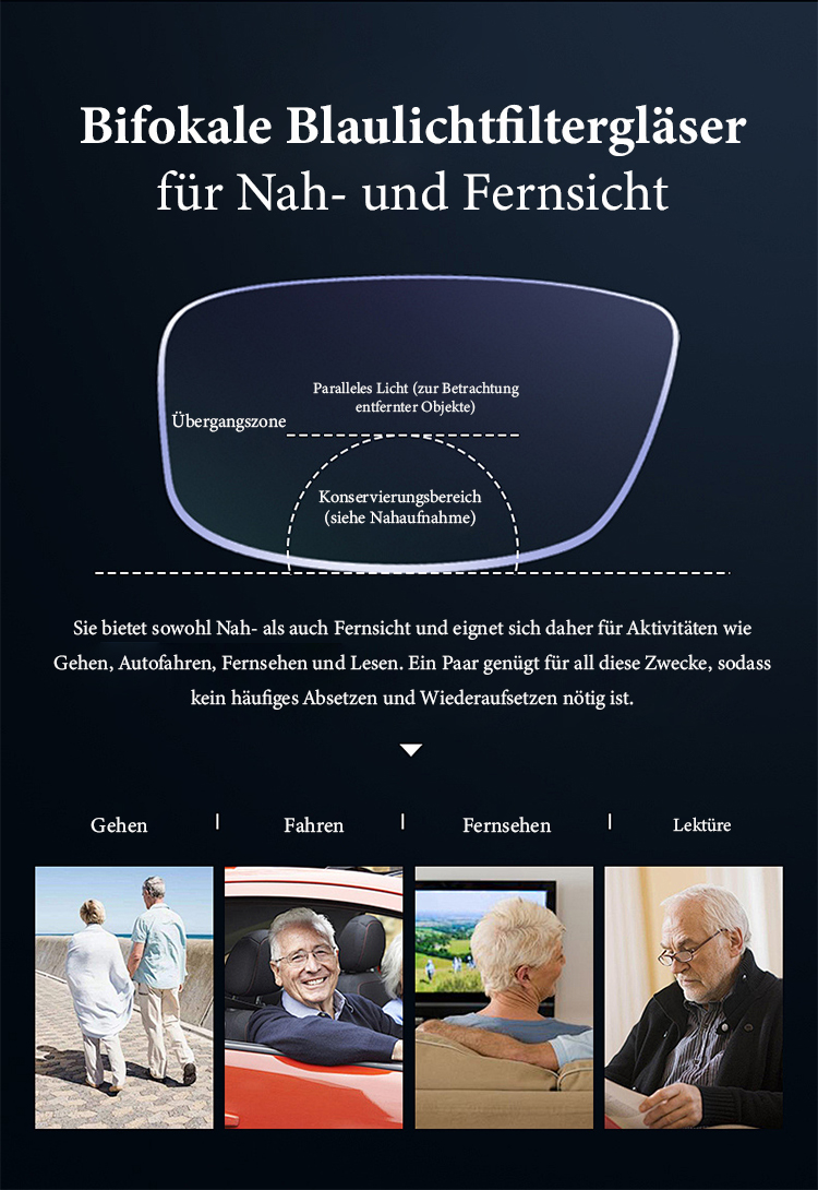 Leichte Lesebrille mit Blaulichtfilter für den Alltag