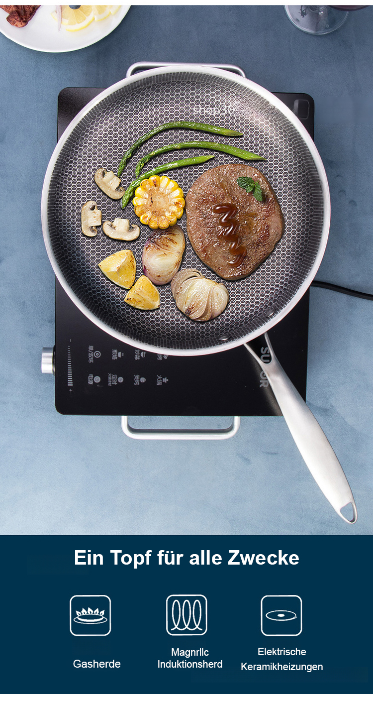 Bratpfanne mit innovativem Wabenboden für perfekte Ergebnisse