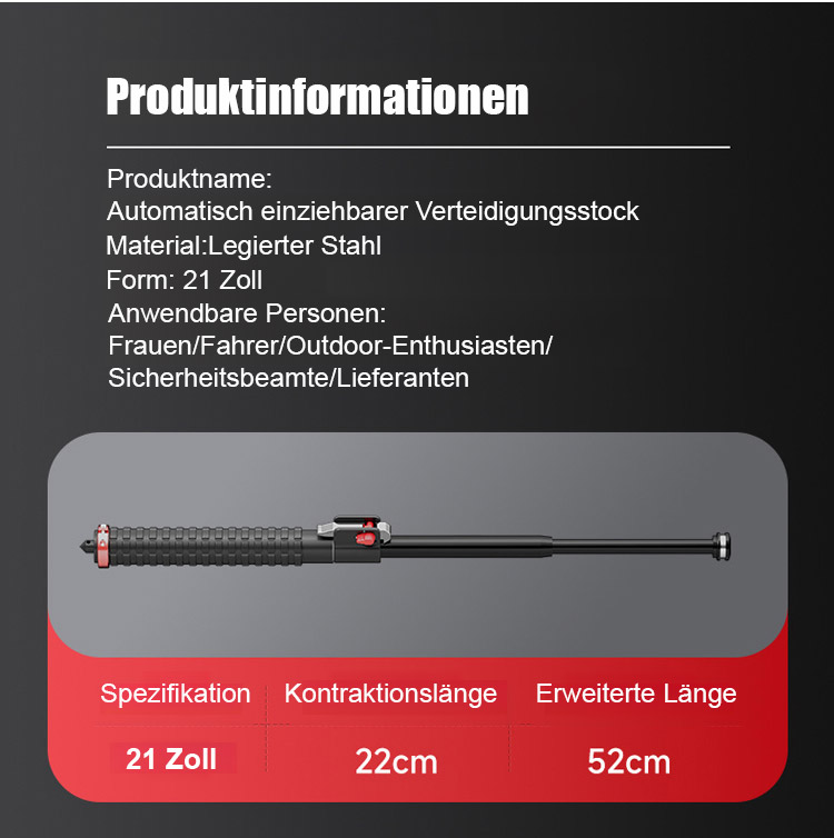 Teleskop-Schlagstock zusammengeklappt und transportbereit