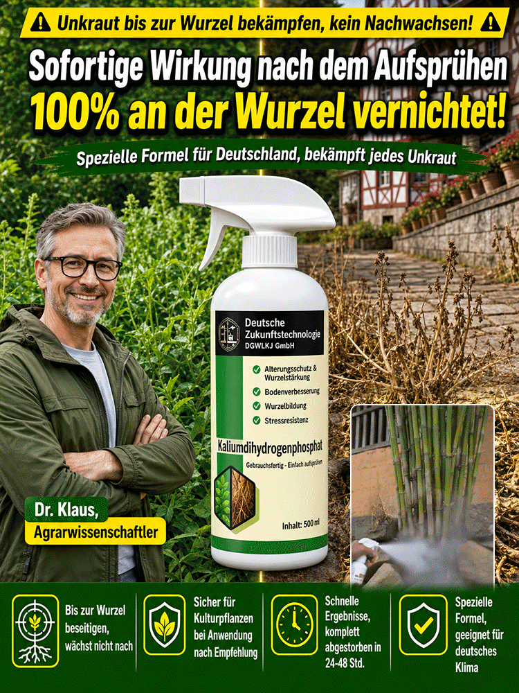 Original Dr. Klaus Bio-Unkrautvernichter  Tötet Wurzeln, 3 Jahre unkrautfrei