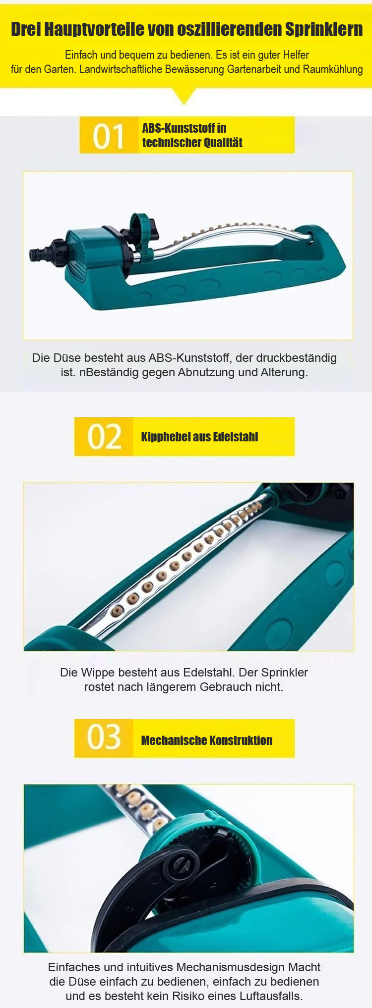 Einfache Montage der Schwenkdüse