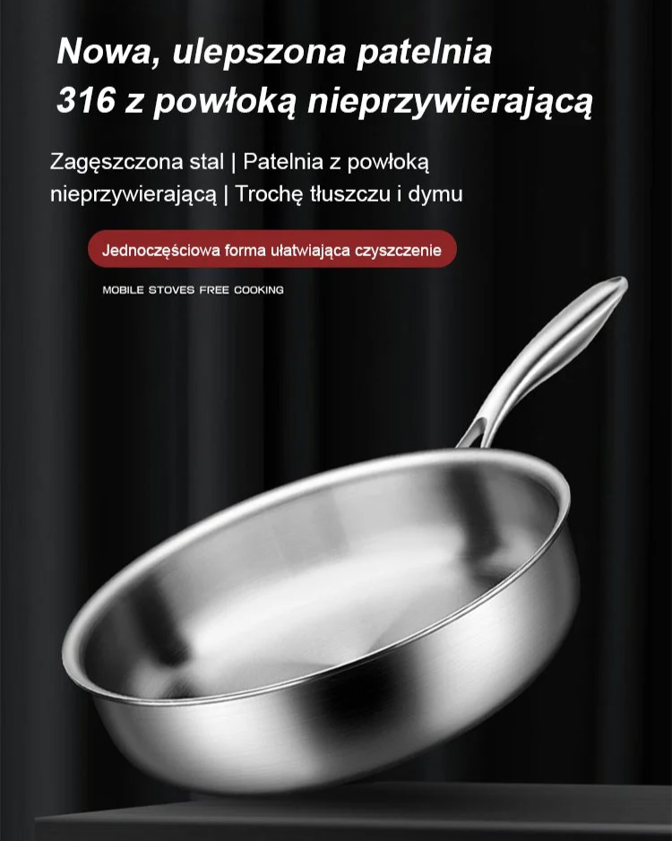 Multifunktionale Bratpfanne aus rostfreiem Stahl auf dem Herd