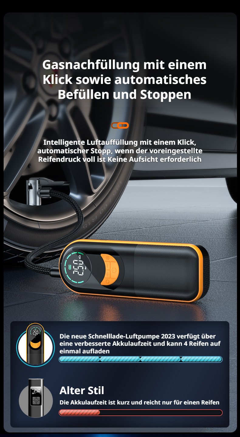 Kompakte und leichte Akku-Luftpumpe für unterwegs
