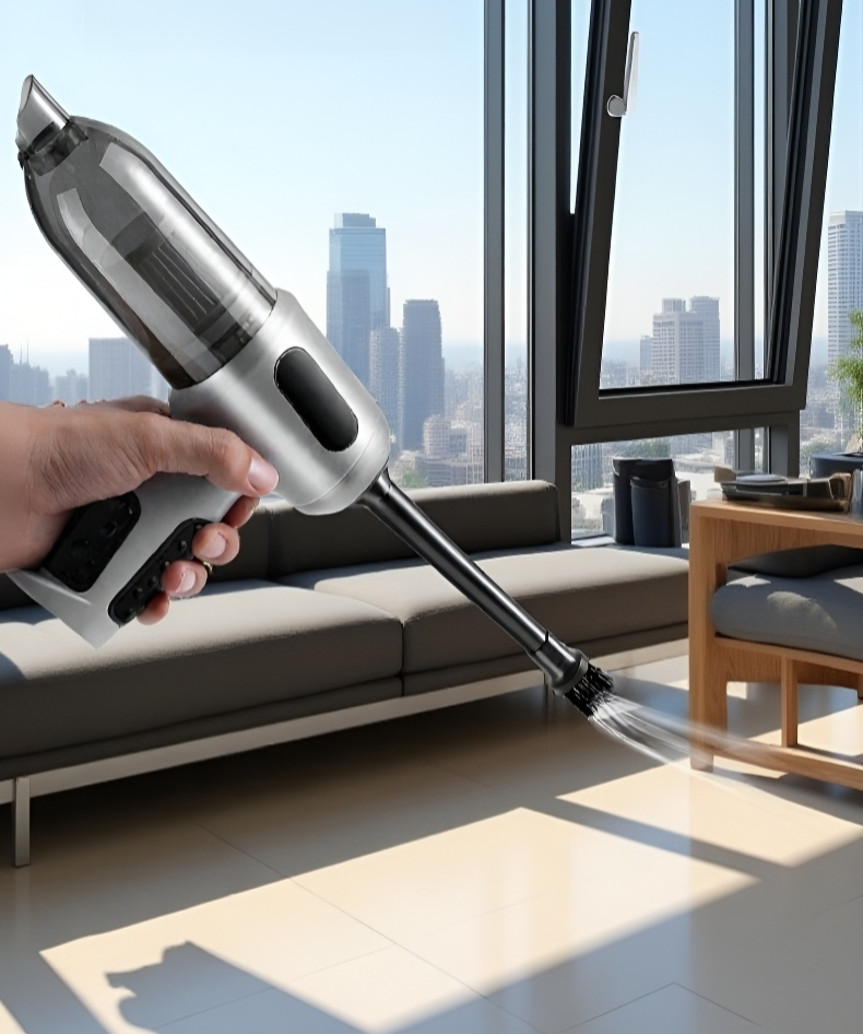 Kompakter Handstaubsauger reinigt Autositze