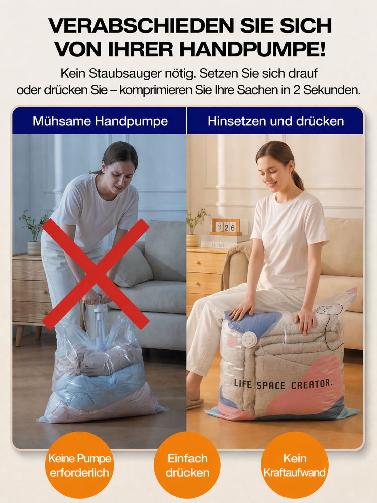 Vacuum Storage Bags – Space-Saving Pump-Free Design