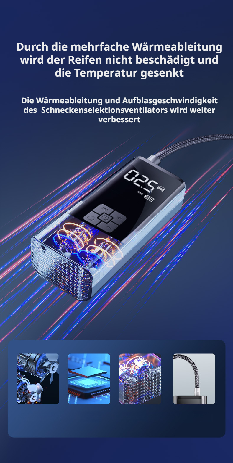 Kompakte Akku Luftpumpe für unterwegs