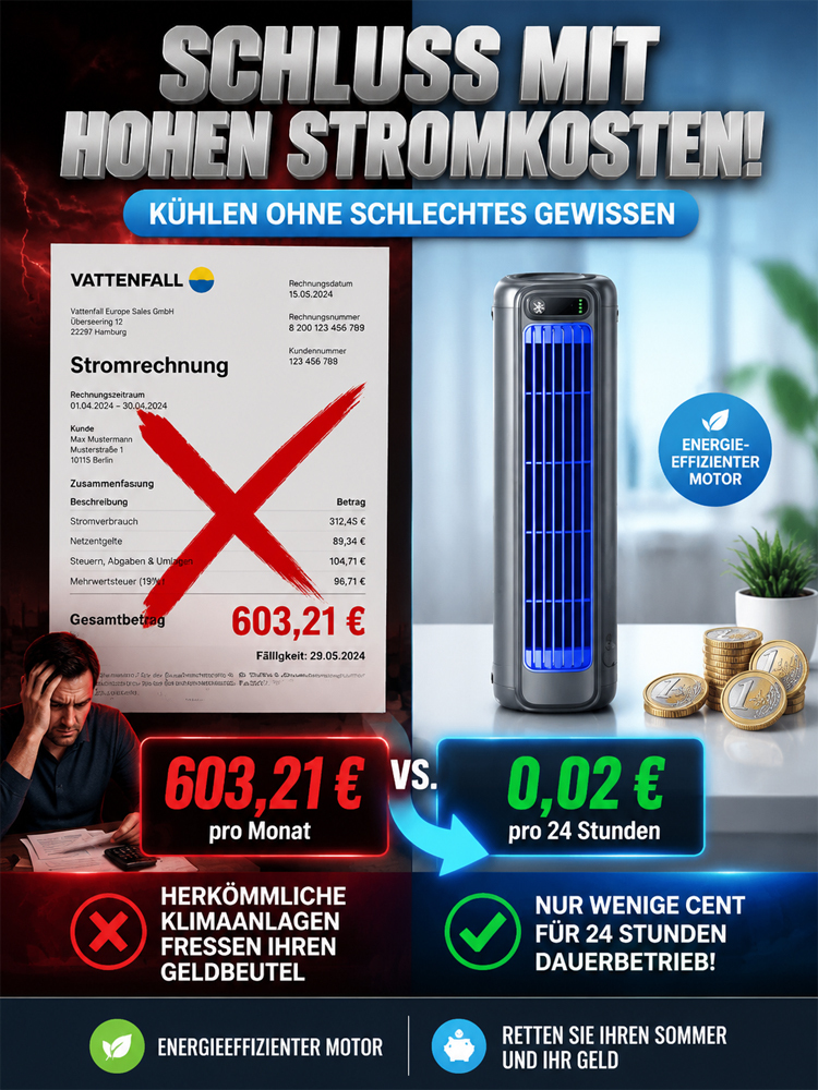 [Nur 1 kWh pro Nacht] Mobile Klimaanlage ohne Außengerät | A+++ Effizienz | Keine Montage
