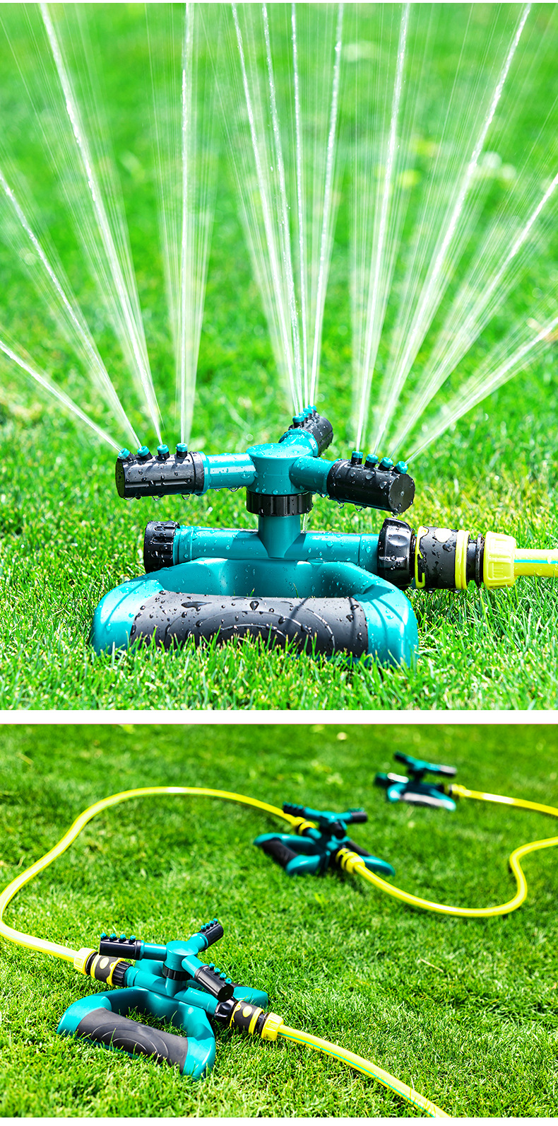 Automatischer 360-Grad-Rotationssprinkler im Einsatz auf Rasen