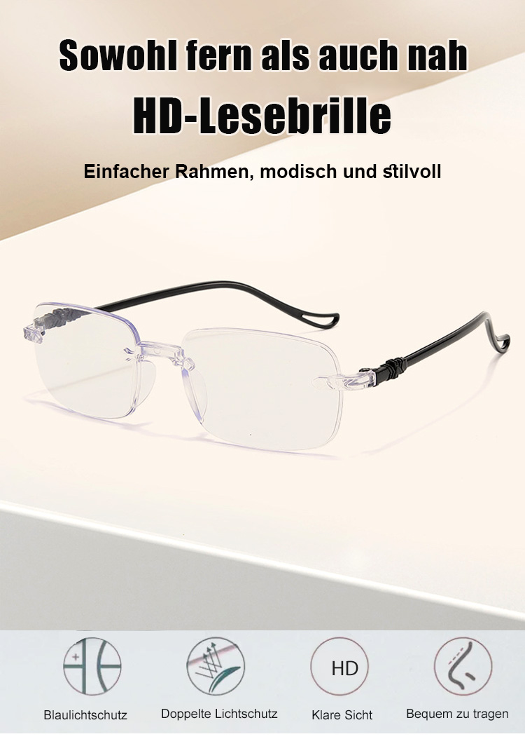Blaulichtfilter Gleitsichtbrille für Senioren auf weißem Hintergrund