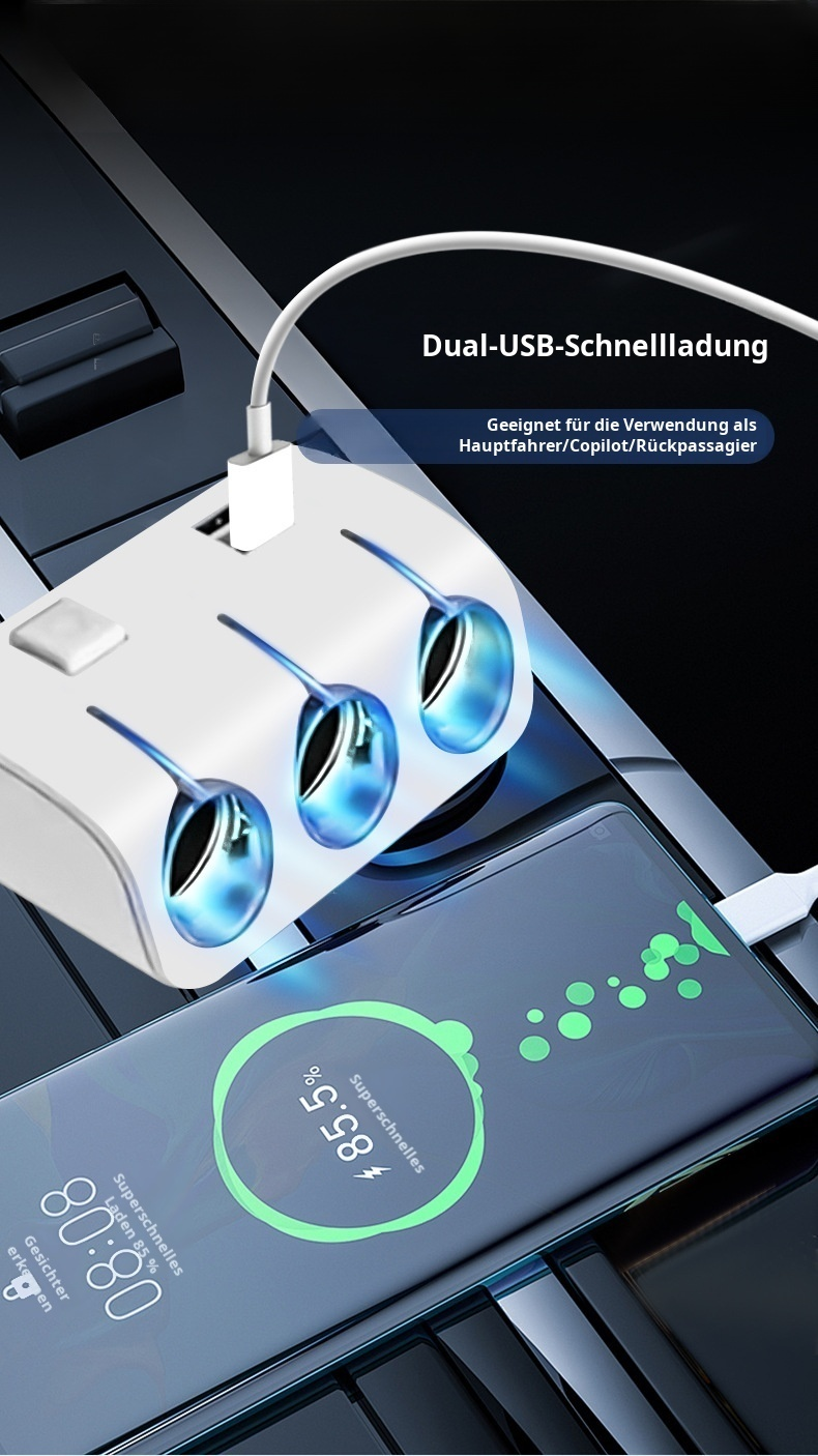 Auto Zigarettenanzünder Verteiler mit drei Anschlüssen