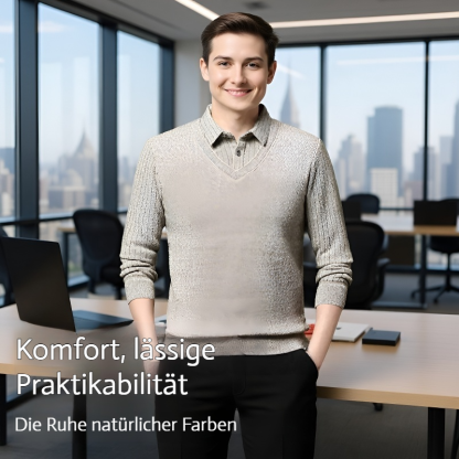 Herren Strickpullover mit Polokragen, zweilagig, gefüttert und verdickt