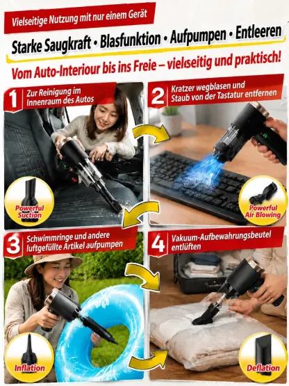 ✨4-in-1 Vollautomatischer Staubsauger: Pusten, saugen, aufpumpen, entlüften! Ein Gerät für all deine täglichen Bedarfe!✨