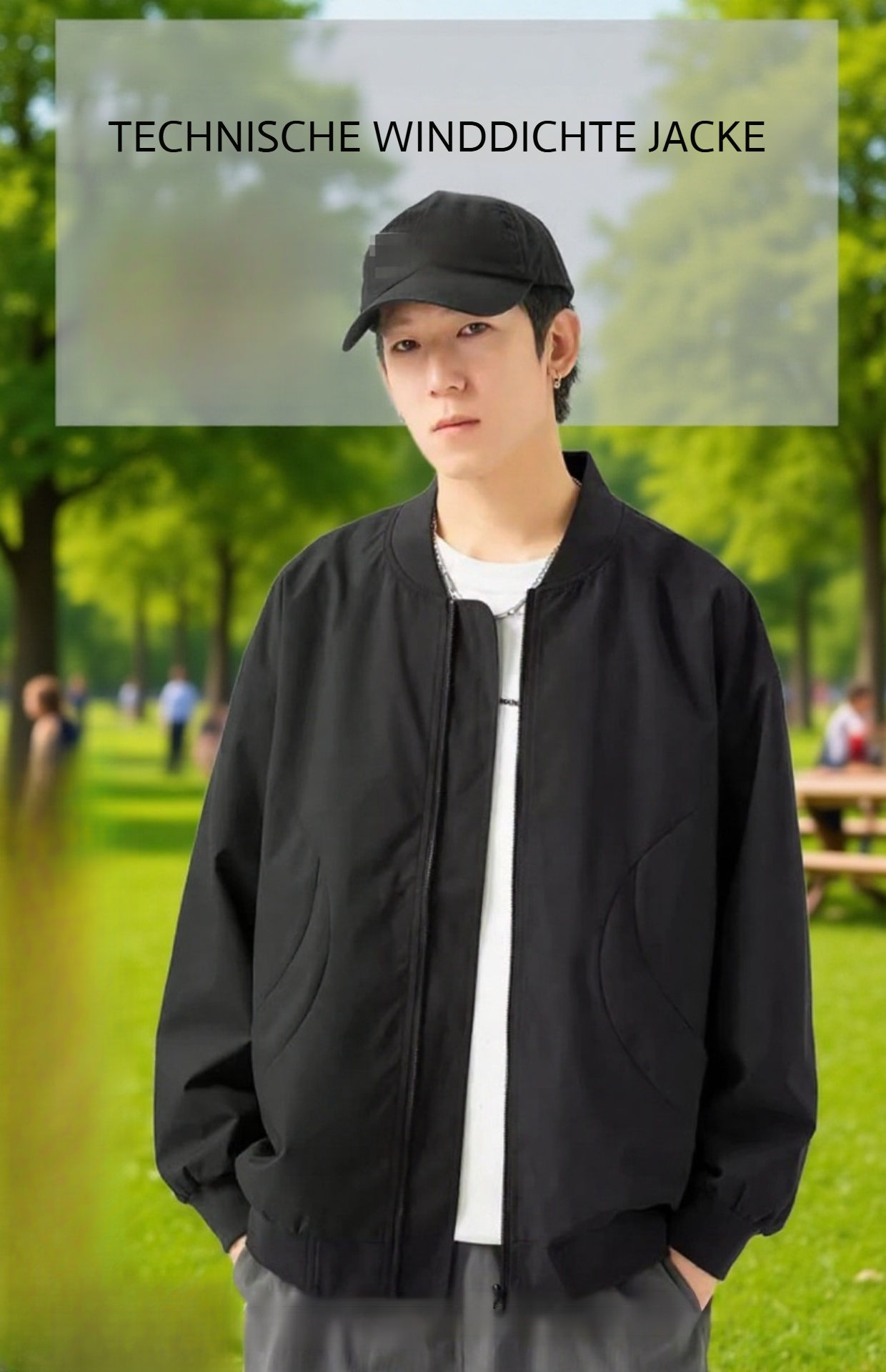 Herren trägt leichte Freizeit-Fliegerjacke im Alltag