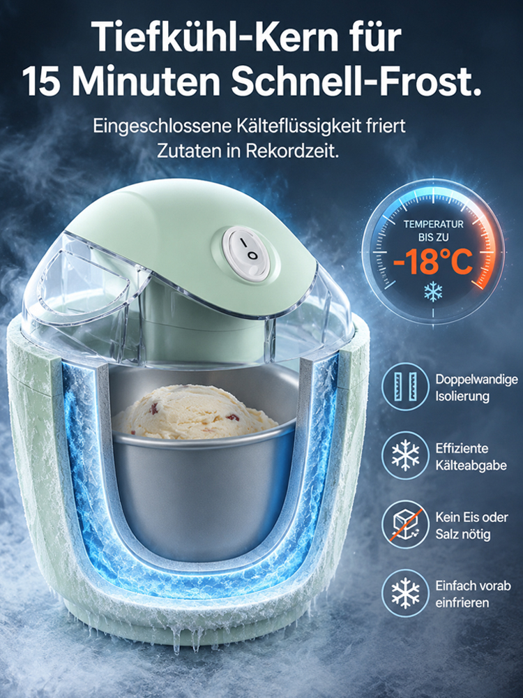 【Kinderleichte Bedienung】TU München Edition Frucht-Eismaschine🍦 | 100% Natur-Gelato in 30 Sekunden✨ | Ohne Zuckerzusatz🥭 | Kinderleichte Bedienung | DGE-konforme Gesundheitsstandards💚