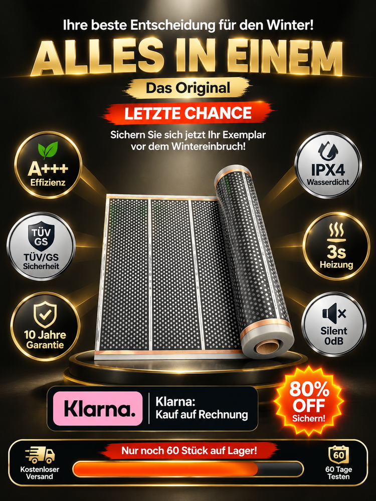 Graphen Infrarot Wandheizung🔥 | 3 Sek. Schnellheizung | A+++ Energiesparend | Ohne Bohren ☀️ | Nur 1 kWh pro Nacht | 20 Min. Schnellaufheizung🏠