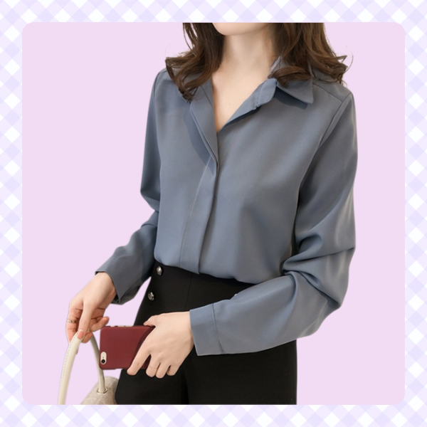 Elegantes Chiffonhemd mit langen Ärmeln