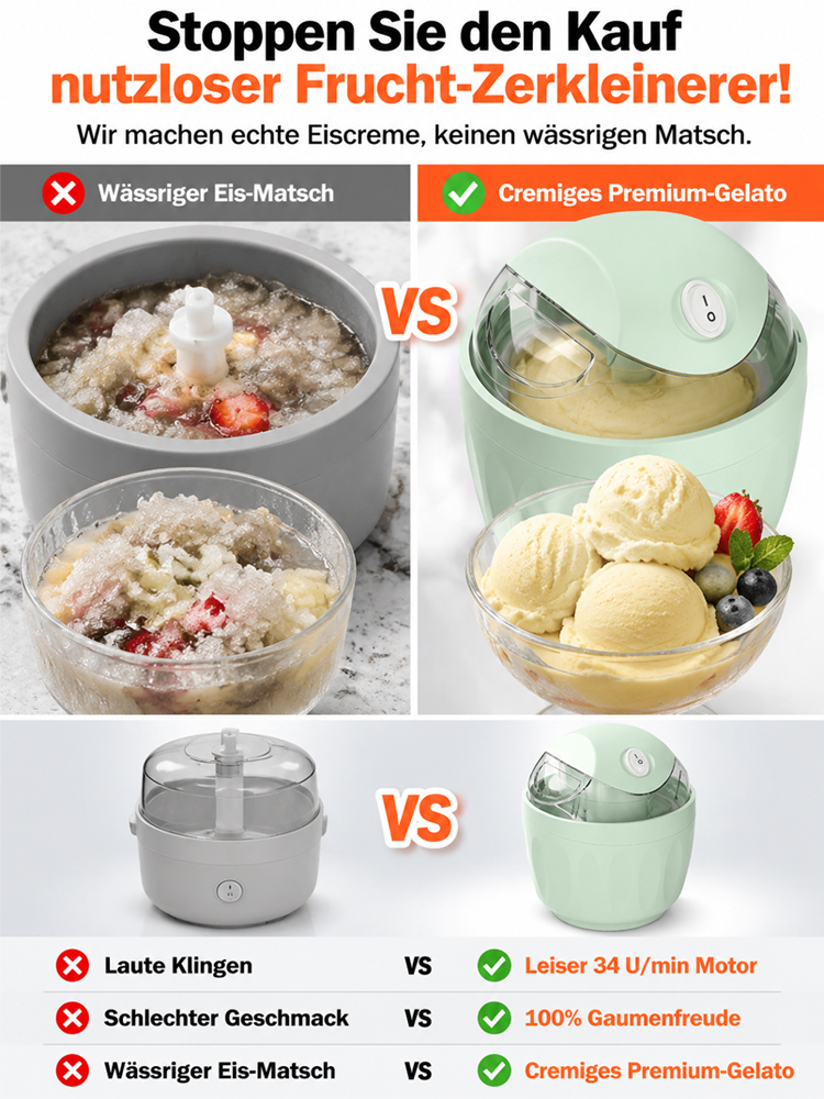 【Kinderleichte Bedienung】TU München Edition Frucht-Eismaschine🍦 | 100% Natur-Gelato in 30 Sekunden✨ | Ohne Zuckerzusatz🥭 | Kinderleichte Bedienung | DGE-konforme Gesundheitsstandards💚