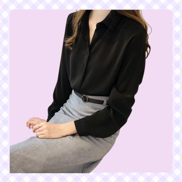 Elegantes Chiffonhemd mit langen Ärmeln