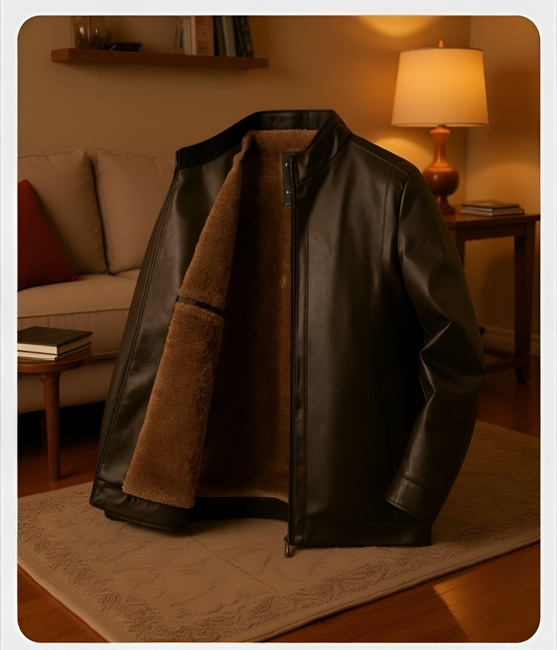 Modische Lederjacke für den Winter, Herren