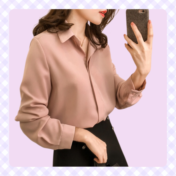 Elegantes Chiffonhemd mit langen Ärmeln