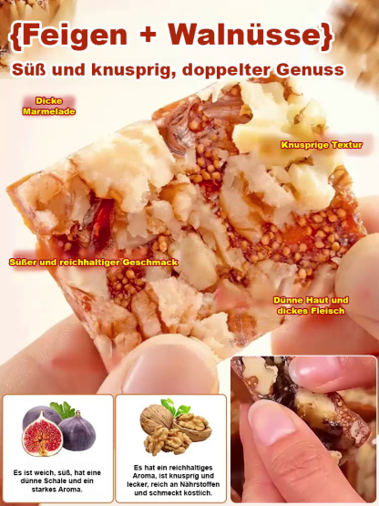 【Kein Zucker oder Öl】Feigen-Walnuss-Sesam Nährkuchen ✨ 17kg Feigen = 1kg Premium ✨ Zartschmelzend für Jung & Alt
