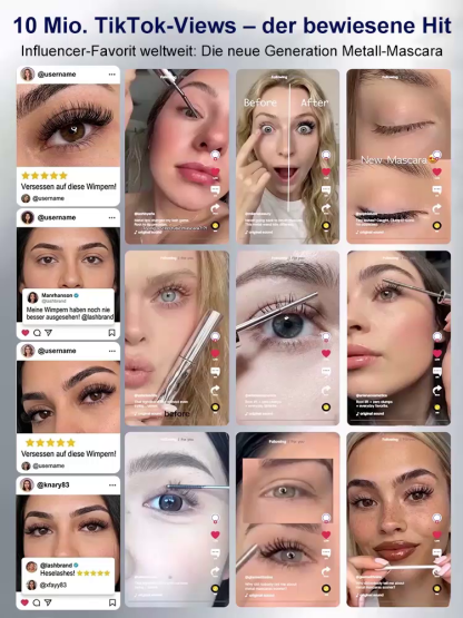 【Dermatest® "Sehr Gut"】✨Medizinische 3-in-1 Metall-Mascara | Hautforschungsteam der Universität München👩‍🔬 | 0,33mm Präzisionsbürste für feine Wimpern🪄 | 24h wasserfest ohne Verschmieren | Integriertes Wachstumsserum👁️