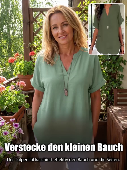【Atmungsaktiv und Bügelfrei】Mailand Premium Figurschmeichler-Bluse👗 | Kaschiert das Bäuchlein perfekt🌟 | Bügelfrei | Größen S bis 5XL✨
