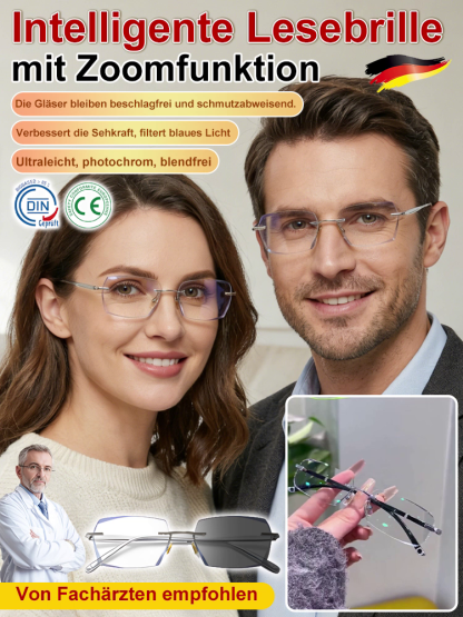 【Kein häufiger Brillenwechsel】JenaTech™ Smarte Autofokus Brille BVA Zertifiziert✨ | Keine Augenuntersuchung erforderlich✨ | 0.1s Smart-Fokus | Stufenlose Sicht ohne Schwindel | Blaulichtschutz | Fotochrome Gläser✨