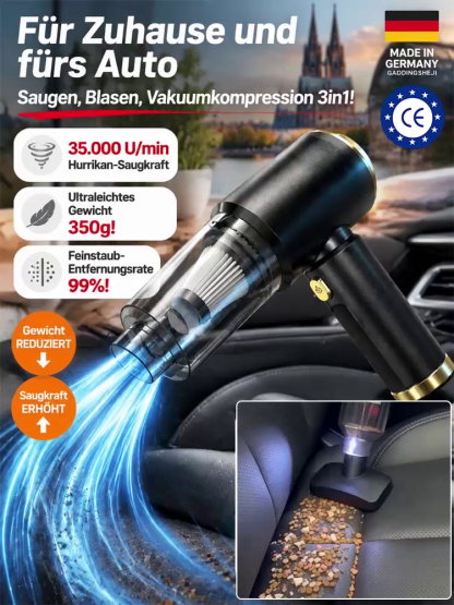 【32.000 Pa Orkan-Saugkraft】✨Hurricane Pro 2026 Industrie-Akkusauger | 150.000 U/min Raumfahrt-Motor🛠️ | 2-in-1: Saugen und Gebläse-Funktion | Reiner Kupferkern für 30 Jahre Lebensdauer✅