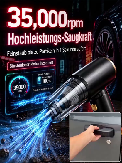 【32.000 Pa Orkan-Saugkraft】✨Hurricane Pro 2026 Industrie-Akkusauger | 150.000 U/min Raumfahrt-Motor🛠️ | 2-in-1: Saugen und Gebläse-Funktion | Reiner Kupferkern für 30 Jahre Lebensdauer✅