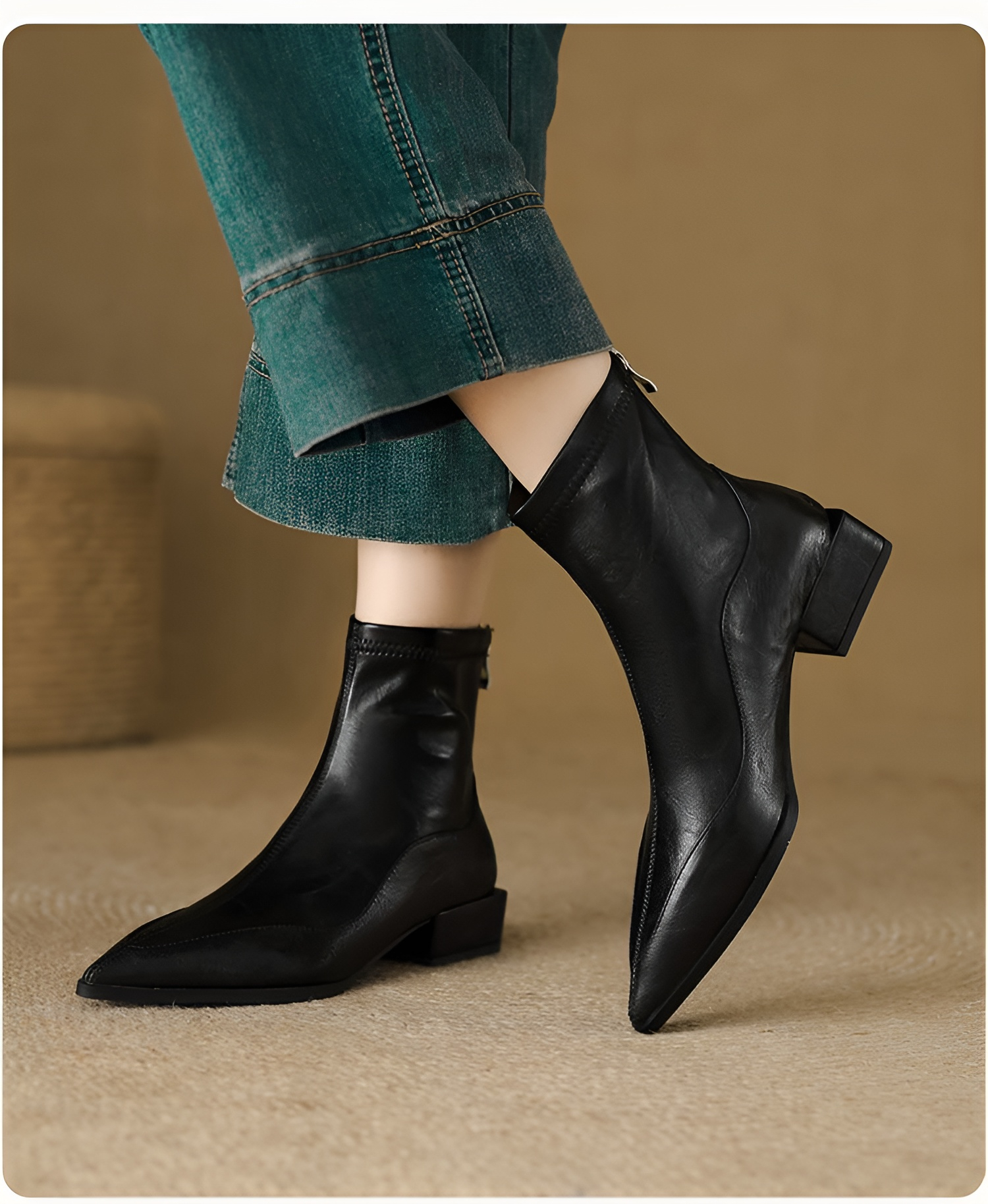 Detailaufnahme des Vintage-Lederfinishs