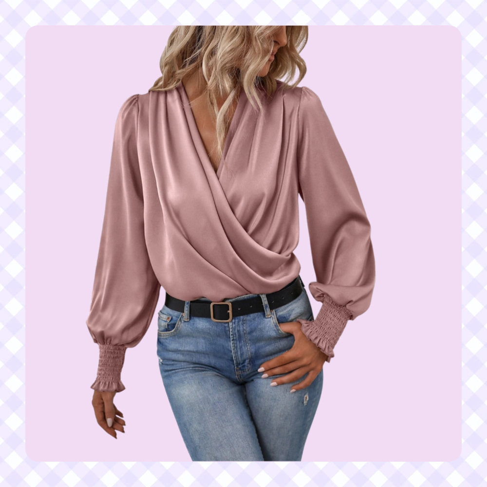 Elegante Bluse mit V-Ausschnitt und Ballonärmeln für den Alltag