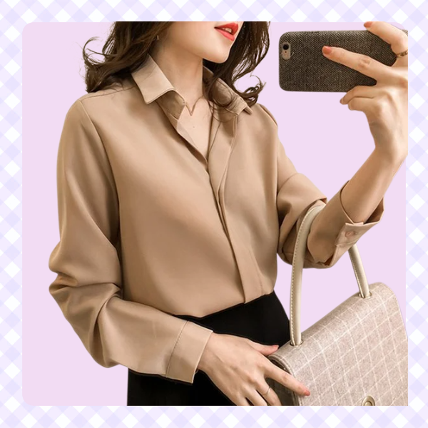 Elegantes Chiffonhemd mit langen Ärmeln