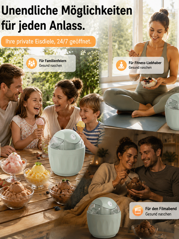 【Kinderleichte Bedienung】TU München Edition Frucht-Eismaschine🍦 | 100% Natur-Gelato in 30 Sekunden✨ | Ohne Zuckerzusatz🥭 | Kinderleichte Bedienung | DGE-konforme Gesundheitsstandards💚