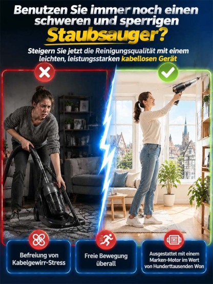 【32.000 Pa Orkan-Saugkraft】✨Hurricane Pro 2026 Industrie-Akkusauger | 150.000 U/min Raumfahrt-Motor🛠️ | 2-in-1: Saugen und Gebläse-Funktion | Reiner Kupferkern für 30 Jahre Lebensdauer✅