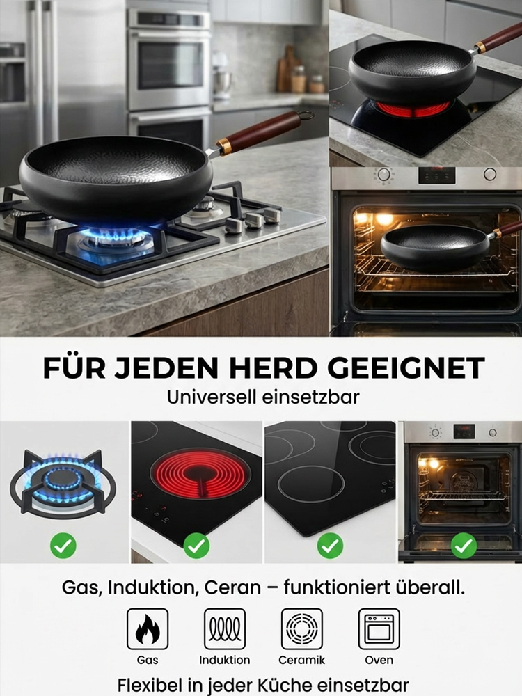 【100% Teflon-Frei】Tsubame-Sanjo Japanische Meister-Eisenpfanne🍳 | Natürliche Antihaftwirkung✅ | Bereits Eingebrannt | für alle Herdarten | Unter 1kg Federleicht🪶 |Gelenkschonend Leicht✨