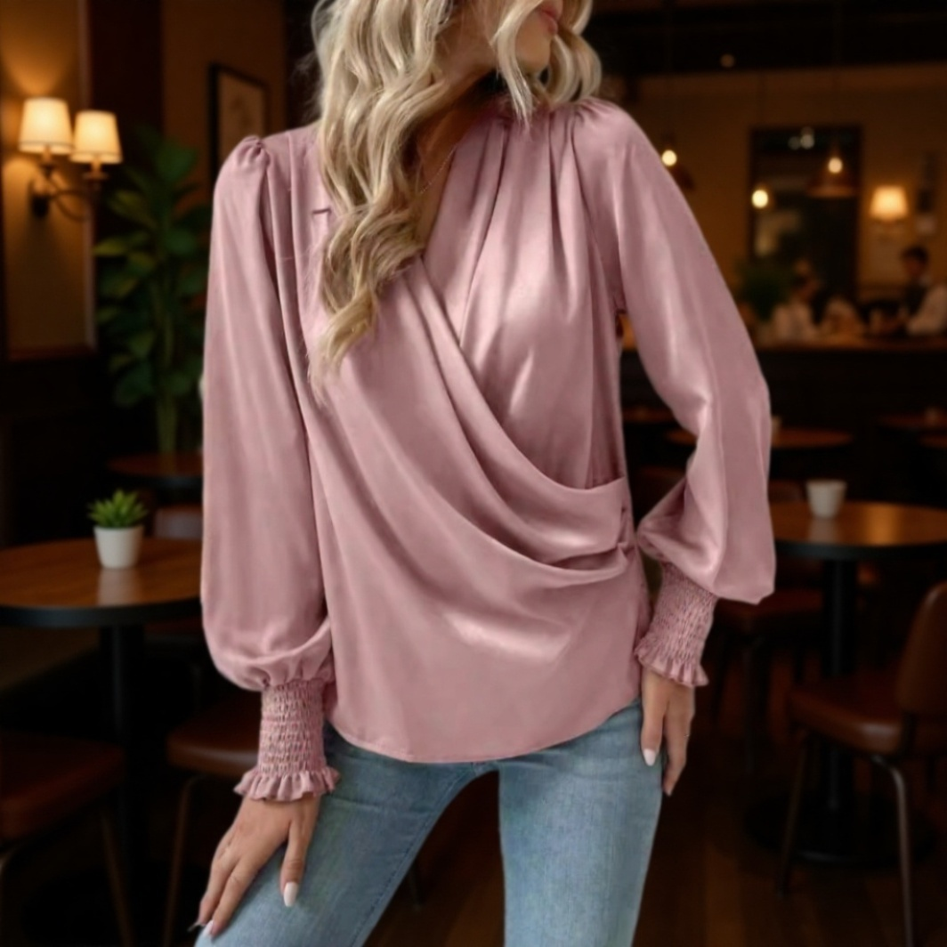 Elegante Bluse mit V-Ausschnitt und Ballonärmeln für den Alltag