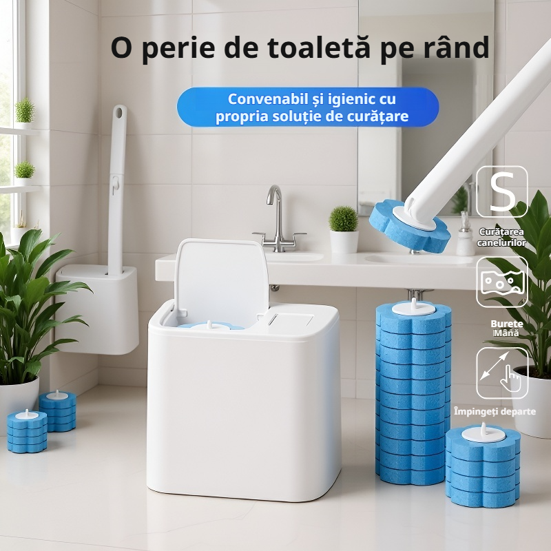 Set de perie de toaletă cu suport și capac automat