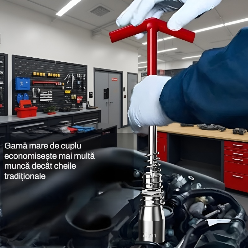 Cheie tubulară tip T prelungită, universală pentru bujii