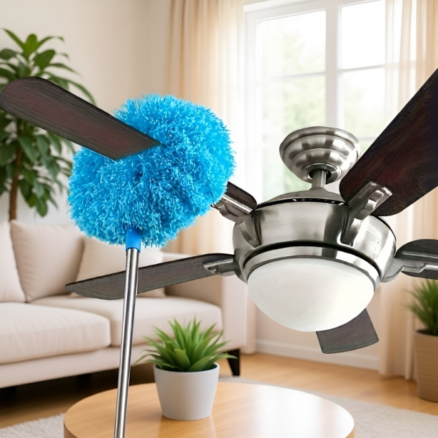 Mini perie extensibilă cu cap rotund din fibre pentru uz casnic