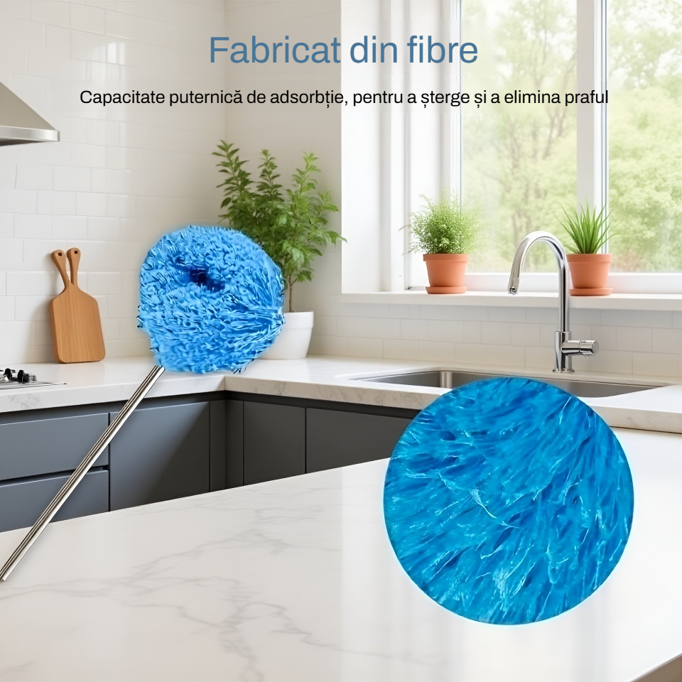 Mini perie extensibilă cu cap rotund din fibre pentru uz casnic