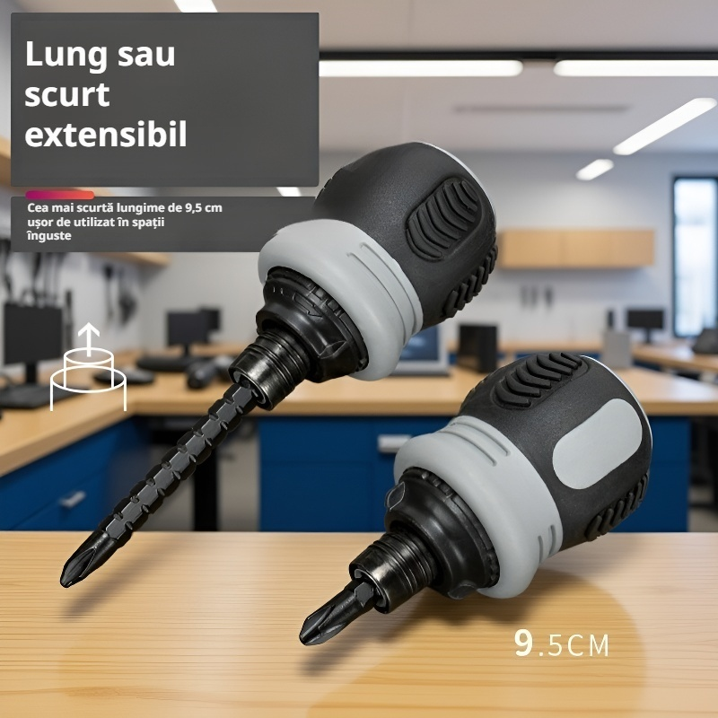 Șurubelniță multifuncțională cu clichet, extensibilă și ușor de folosit