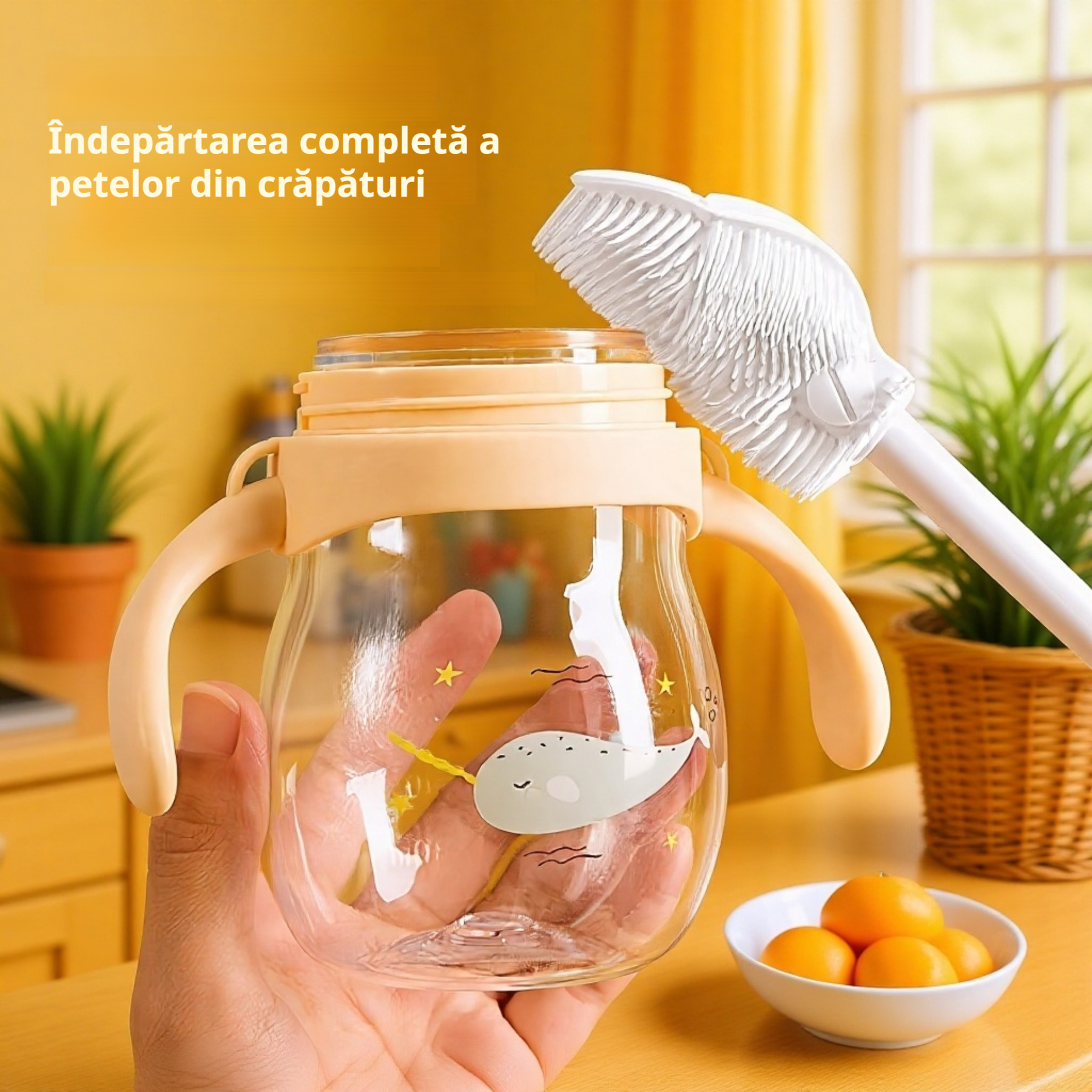 Perie de curățare pliabilă din silicon, cu peri moi și mâner lung, multifuncțională