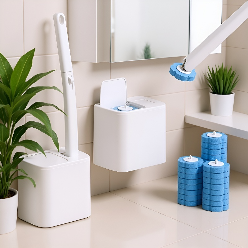 Set de perie de toaletă cu suport și capac automat