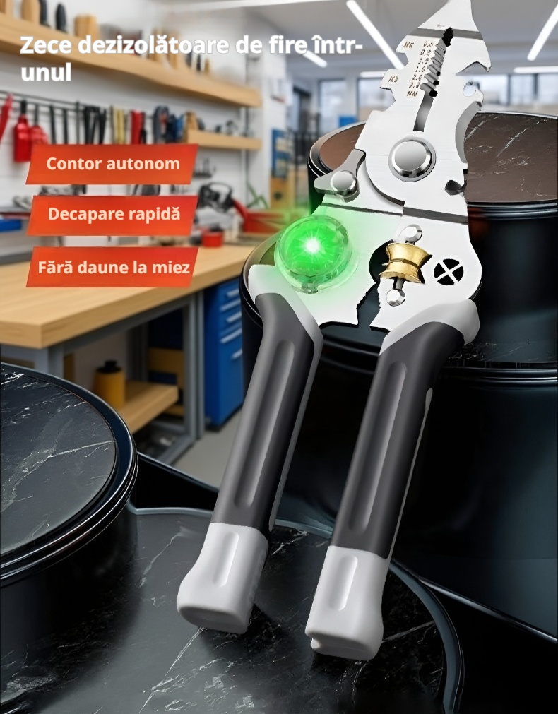 Clește multifuncțional pentru dezizolat cabluri – vedere frontală