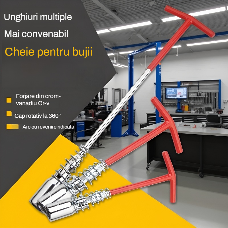 Cheie tubulară tip T prelungită, universală pentru bujii
