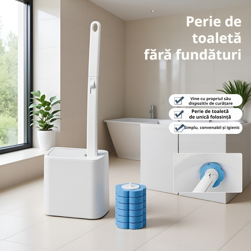 Set de perie de toaletă cu suport și capac automat